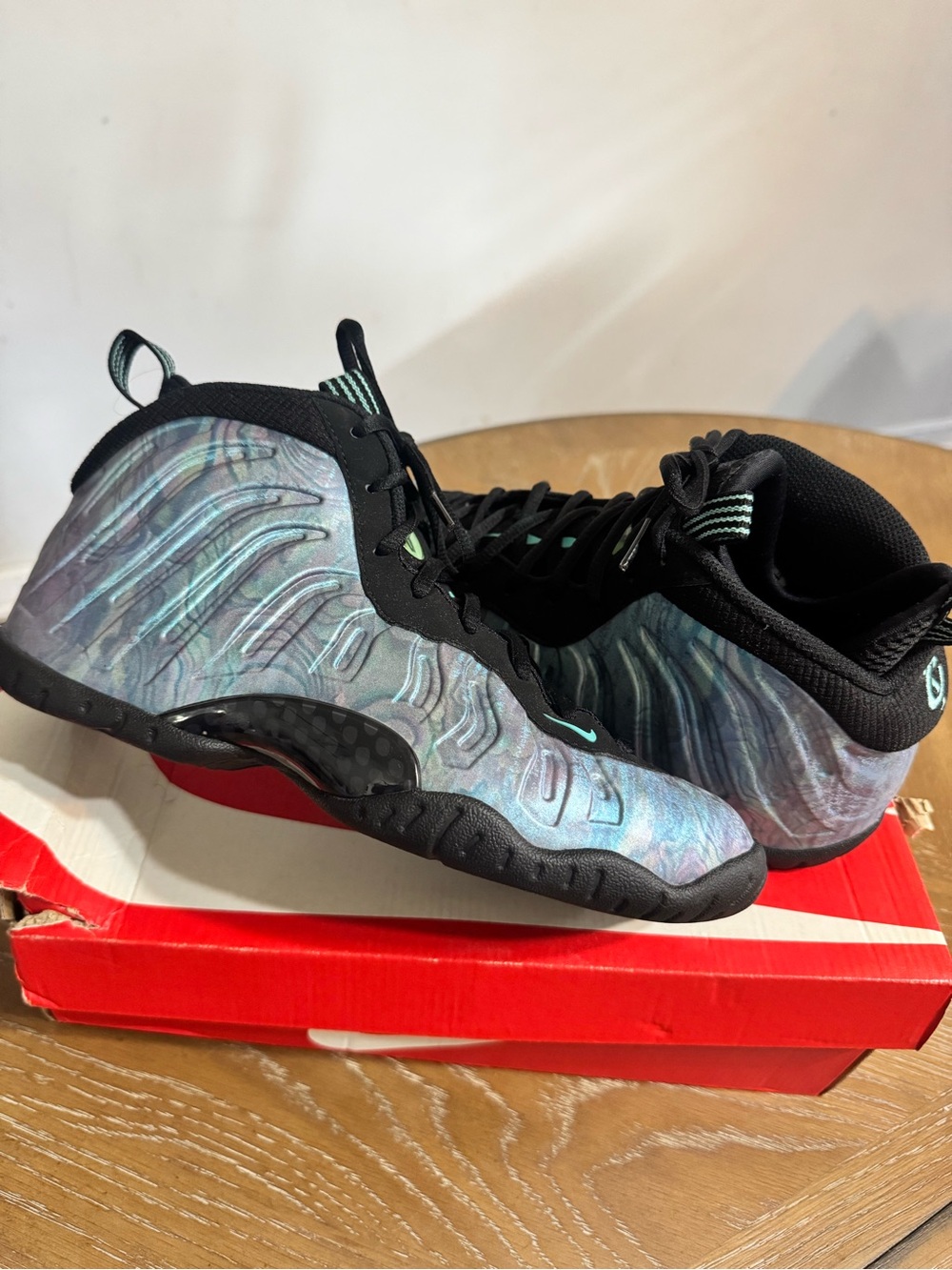 Nike Kids Iridescent Foamposite Sneakers Black Teal